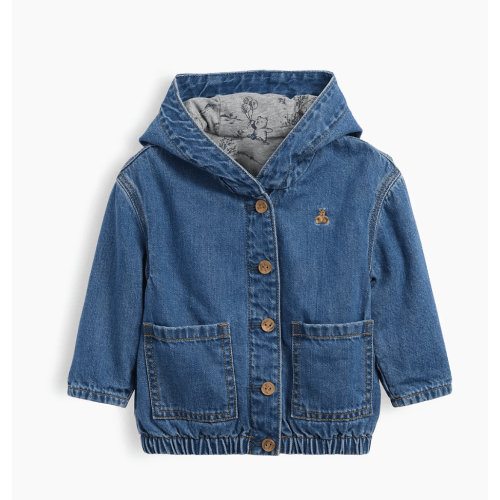 Baby Jersey-lined hooded denim jacket