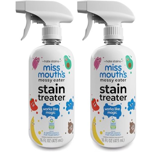 Miss Mouth's Messy Eater Stain Treater Spray - 4oz 2 Pack Stain Remover - Newborn & Baby Essentials - No Dry Cleaning Food, Grease, Coffee Off Laundry, Underwear, Fabric