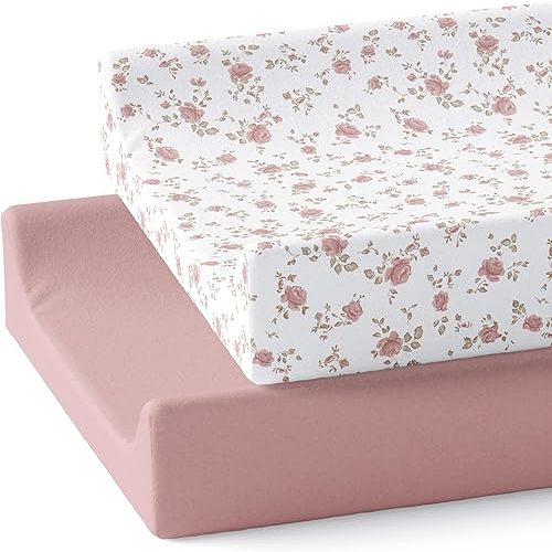 Baby Changing Pad Cover 2-Pack for Girls (Juliette) - Premium Fitted Sheets Baby Diaper Changing Table Cover - Buttery Soft Cotton Blend