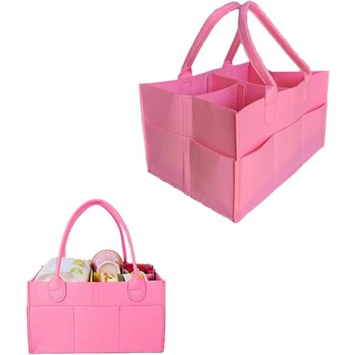 Baby Diaper Caddy is a versatile baby basket designed for nursery storage, car organization, and as a thoughtful gift for baby showers. Perfect for storing diapers and baby wipes. (Pink)