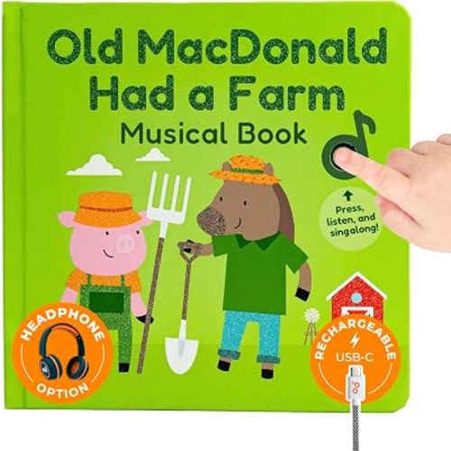 Cali's Books Old Macdonald Had a Farm Music Book for Toddlers 1-3 Years Old - Nursery Rhymes Musical Books, Interactive Baby Sound Book, Singing Toy for Children Girls, Headphone Jack