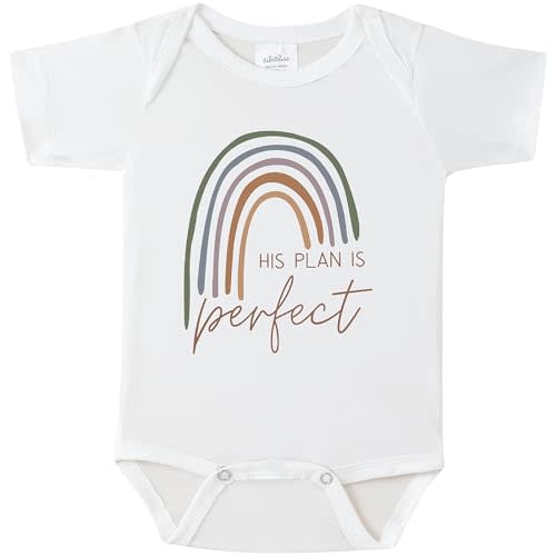 BIBIBLISSBABY Pregnancy Announcement for Grandparents,His Plan Is Perfect Funny Baby Announcement Bodysuits,Baby Shower