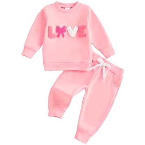 Baby Girl Clothes Newborn Infant Fall Winter Outfits Love Embroidery Long Sleeve Crewneck Sweatshirts Pants 0-24M