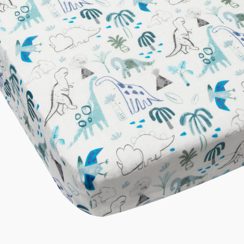 Loulou Lollipop Cotton & Bamboo Fitted Crib Sheet - Dinosaurs