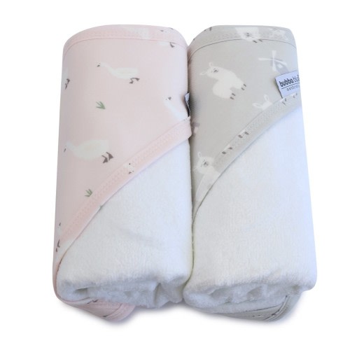 Bubba Blue Provincial Hooded Towel 2 Pack Blush/Grey