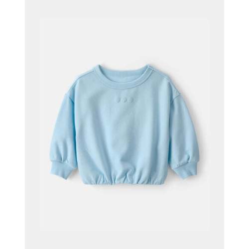 Baby Girl Flowers French Terry Pullover Sweatshirt - Blue | Carter's