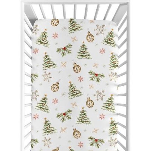 Sweet Jojo Designs Boy, Girl, Unisex/Gender Neutral Baby Fitted Crib Sheet Holiday Christmas Trees