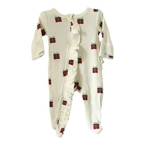 Baby Girls Christmas Present Ruffle Zipper Footie