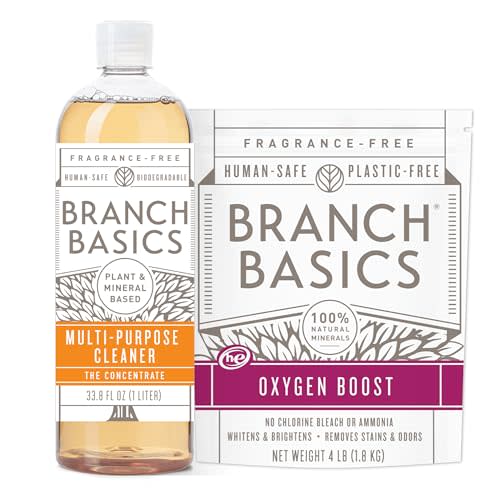 Branch Basics Concentrate (33.8 oz) + Oxygen Boost (2 lbs) | Multi-Surface All Purpose Cleaner Concentrate + Natural Stain Remover, Grout Cleaner | Human-Safe, Fragrance Free