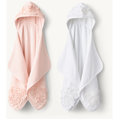 Appliquéd Fleur Hooded Towel - Baby | RH Baby & Child