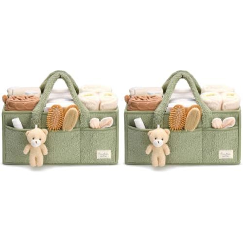 Diaper Caddy Organizer for Changing Table, Storage Basket for Wipes, Gift for Baby Shower, Car Organizer, Nursery Organizer, Portable Storage (Pack of 2)