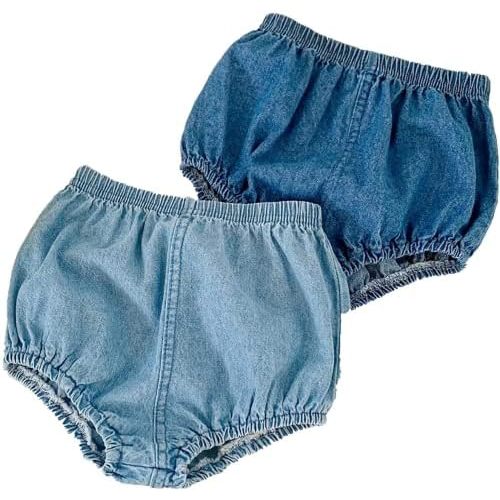 EISHOW Baby Girls Boys Denim Bloomers 2pcs Shorts Toddler Jeans Loose Diaper Cover Harem Shorts Pants Set for 0-3 Years