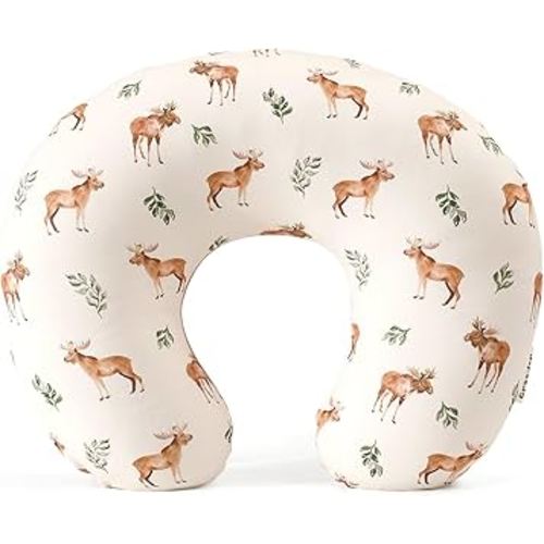 GRSSDER Reversible Nursing Pillow Cover, Ultra Soft Stretchy Minky Removable Nursing Covers Fitted for Breastfeeding Pillows Snug and Safe, Elk
