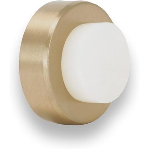 EVI | Wall Mounted Doorstop | Natural Silicone | Adhesive or Screw Installation | Stainless Steel | Mod. I-254 (Brass Matte - White Rubber)