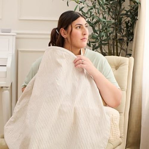 Striped Linen Blend Nursing Cover