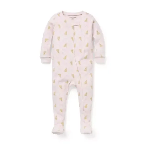 (0-3 months) Pink Baby Organic Cotton Bunny Bow Footed Pajama by Janie and Jack
