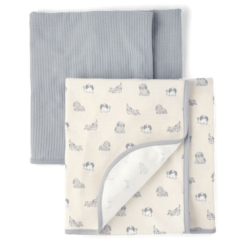 Baby Dog Swaddle Blanket 2-Pack - Gray