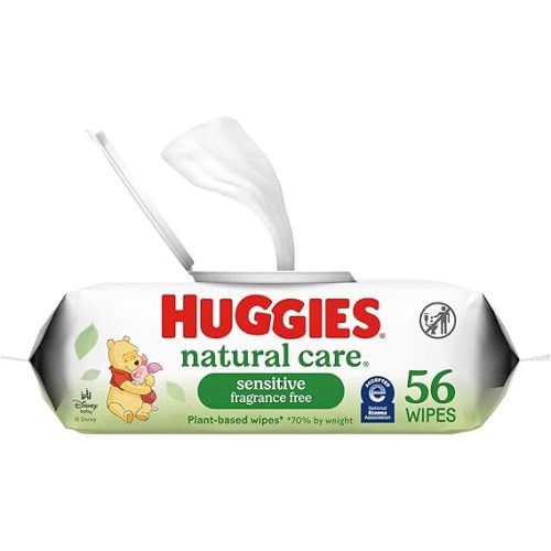 Huggies Natural Care Sensitive Baby Wipes, Unscented, Hypoallergenic, 6 Flip-Top Packs (288 Wipes Total)