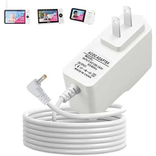 20FT Power Cord Charger for VTech VM901 VM919HD VM919-2HD VM819 VM819-2 PU Baby Monitor Unit, 5V Extra Long Power Cable Replacement,Round-Pin Power Adapter (NOT for Baby Unit Camera)