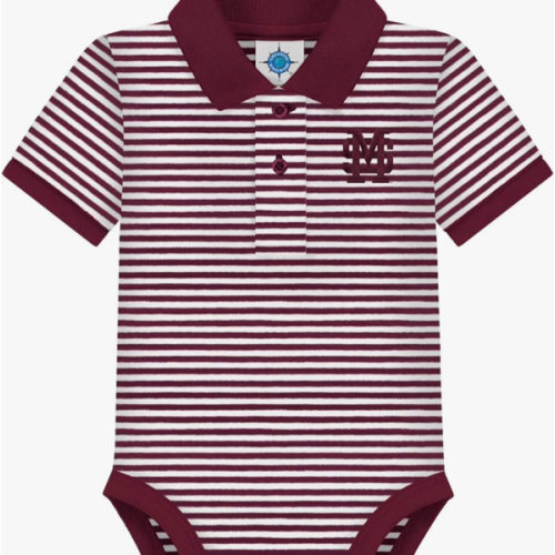 Creative Knitwear College Baby Striped Polo Bodysuit - Team Logo, Multiple Colors, for Boys & Girls (0-12 Months)
