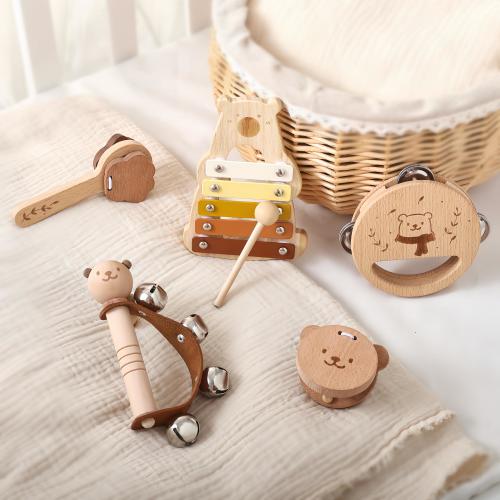 Personalized Wooden Bear Instrument Set, Custom Engraved Toddler Xylophone Toy, Montessori Percussion Kit, Baby Shower Gift, Kid Sensory Toy