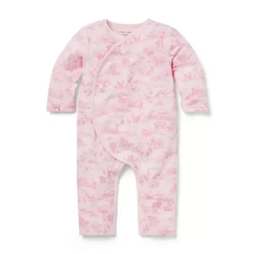 Baby Pink Blossom Farm Animal Toile Baby Farm Animal Toile Wrap One-Piece by Janie and Jack