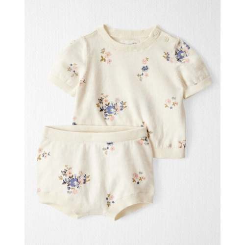 Baby Girl 2-Piece Organic Cotton Sweater Knit Set in Blooming Garden Print - Little Planet | Carter's