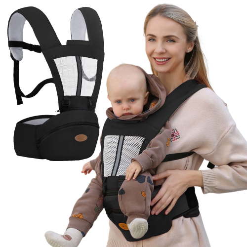 Lvelia Baby Carrier, 6-in-1 Ergonomic Baby Carrier Newborn to Toddler with Hip Seat,Front & Back Baby Holder Carrier,Perfect for Shopping Travelling,up to 44lbs,Black