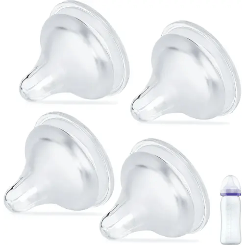 VANEST 4 Packs Silicone Bottle Nipples Compatible with Lansinoh Bottles, Replacement Bottle Nipple, BPA-Free, No Spill, Anti-Colic, Size S, 1+ Months (Slow Flow)