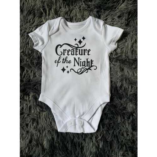 Goth Baby onesie, creature of night, cute goth baby fashion, alternative baby, bat baby clothes, goth babyshower gift, bat baby