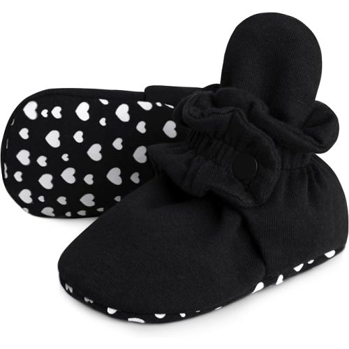 Pro Goleem Baby Booties 100% Cotton, Stay-On Adjustable Non-Slip Sock Shoes