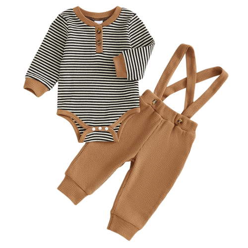 Kogui Infant Clothes Boys Baby Boy Clothes Plaid Long Sleeve Hooded Romper Top + Infant Boys Pants Newborn Outfit Set 0 3 6 9 12 18 24 Months 2T 3T (Brown,0-3 Months)