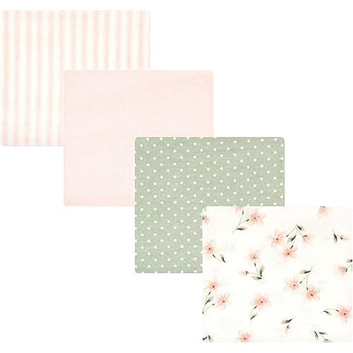 Hudson Baby Unisex Baby Cotton Poly Flannel Receiving Blankets, Pink Dainty Floral, One Size