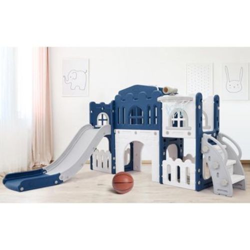 8 in 1 Toddler Slide Indoor Playground, Indoor Slide Toddler Playset for Toddlers 1-3, Kids Outdoor Playground