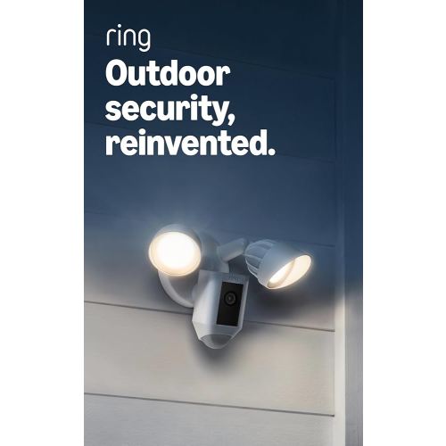 Ring Floodlight Cam Wired Plus (newest model), Outdoor home or business security with motion-activated 1080p HD video and floodlights, 2-pack, White