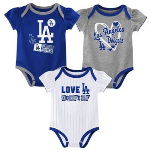 MLB Los Angeles Dodgers Infant Girls' 3pk White Bodysuit - 0-3M
