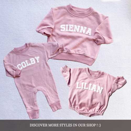 Custom Puff Name Baby Sweatshirt Bodysuit, Personalized Bubble Romper, Baby Shower Gift, Minimalist Baby Birthday, Baby Christmas Gift