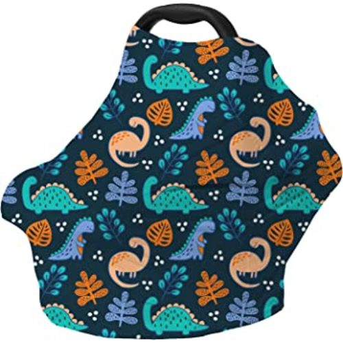 Car Seat Covers for Babies - Multi-use Carseat Canopy Cover Breastfeeding Covers, Stroller Canopy Cover (Navy Dinosaur)