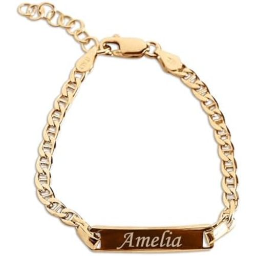 Cherished Moments Personalized Gift 14K Gold-Plated over .925 Sterling Silver Children's ID Name Bracelet for Babies, Toddlers, Kids, and Girls Custom Jewelry with Engraved Name