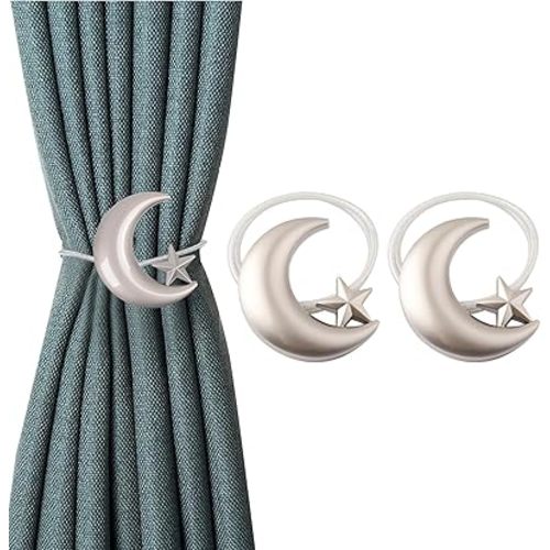 Curtain Tiebacks, 2 Pack Magnetic Curtain Tiebacks Star Moon Curtain tie Back Curtain holdbacks Magnetic Curtain Clips Curtain tie Backs Curtain Clips Holder for Window Draperies Hold Curtains Drape