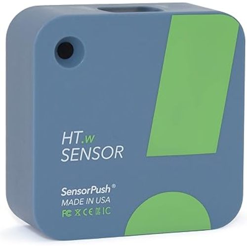 SensorPush HT.w Smart Temperature Sensor & Humidity Sensor - Thermometer & Hygrometer w/App Monitoring - Water Resistant Temperature and Humidity Monitor w/Heat Index for RV, Fridge & More