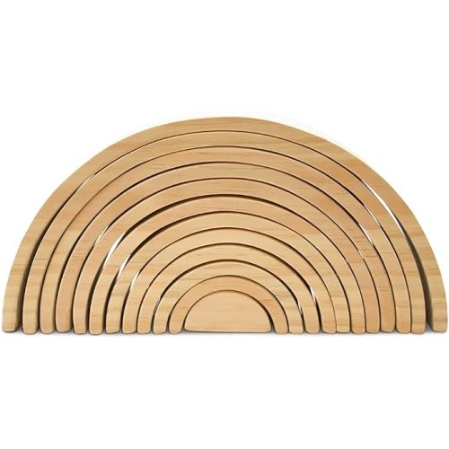 Large Wooden Rainbow Stacker Arches, Set of 12 pcs., Natural and Unfinished Stacking Rainbow, by Woodpeckers