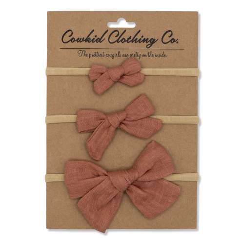 Blush Pink Linen 3-Piece Headband Set