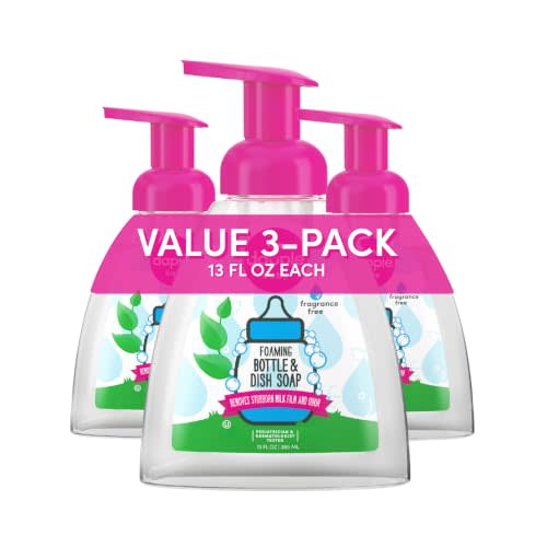 Dapple Baby - Fragrance-Free Foaming Bottle & Dish Soap - 13 fl oz (3 Pk) | Plant-Powered Cleaner for Bottles, Pump Parts, and Sippy Cups