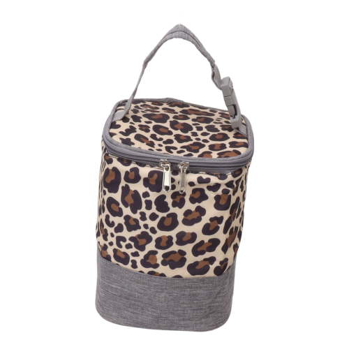 BOKYAN Insulated Baby Bottle Bag Waterproof Portable Breastmilk Warmer Cooler Bag with Handle Travel 3L Capacity, Oxford Cloth Tote Diaper Bag Organizer for Infants Toddlers, Leopard Print