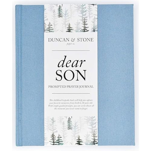 DUNCAN & STONE PAPER CO. Baby Memory Book - Childhood Memory Book For Milestones - Journal w/Prompts, Photos & More - Newborn Keepsake Gifts (Blue,230 Pages)