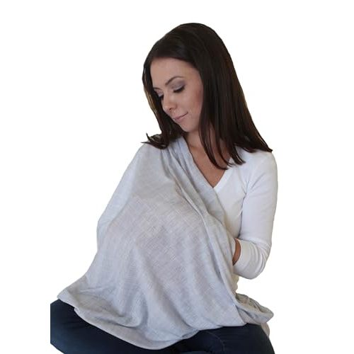 LK Baby Infinity Nursing Scarf Breastfeeding Cover Ultra Soft Premium Jersey Polyester- 100% AZO free and Safe for Baby (Light Grey Pattern)