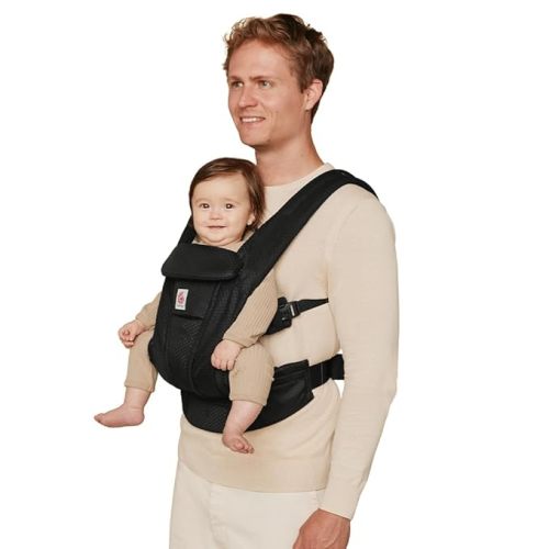 Ergobaby Omni Deluxe Baby Carrier Newborn to Toddler - Breathable Baby Carriers for Summer - All-Position Carrier with Enhanced Lumbar Support & Airflow (7-45 Pounds), Mesh, Onyx Black