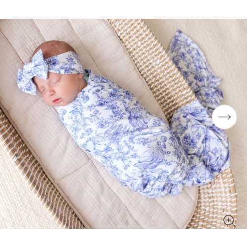 Princess Damask White Swaddle Headband Set | Briar