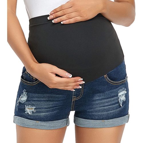 fitglam Women's Maternity Shorts Over Belly Pregnancy Lounge Workout Running Pajama Sleep Shorts with Pockets